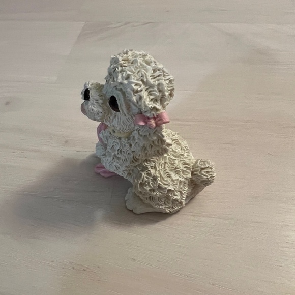 Vintage 1992 Enesco White Poodle Resin Figurine with Pink Bow - Picture 2 of 8